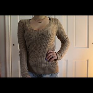American Eagle Tan V-Neck Sweater